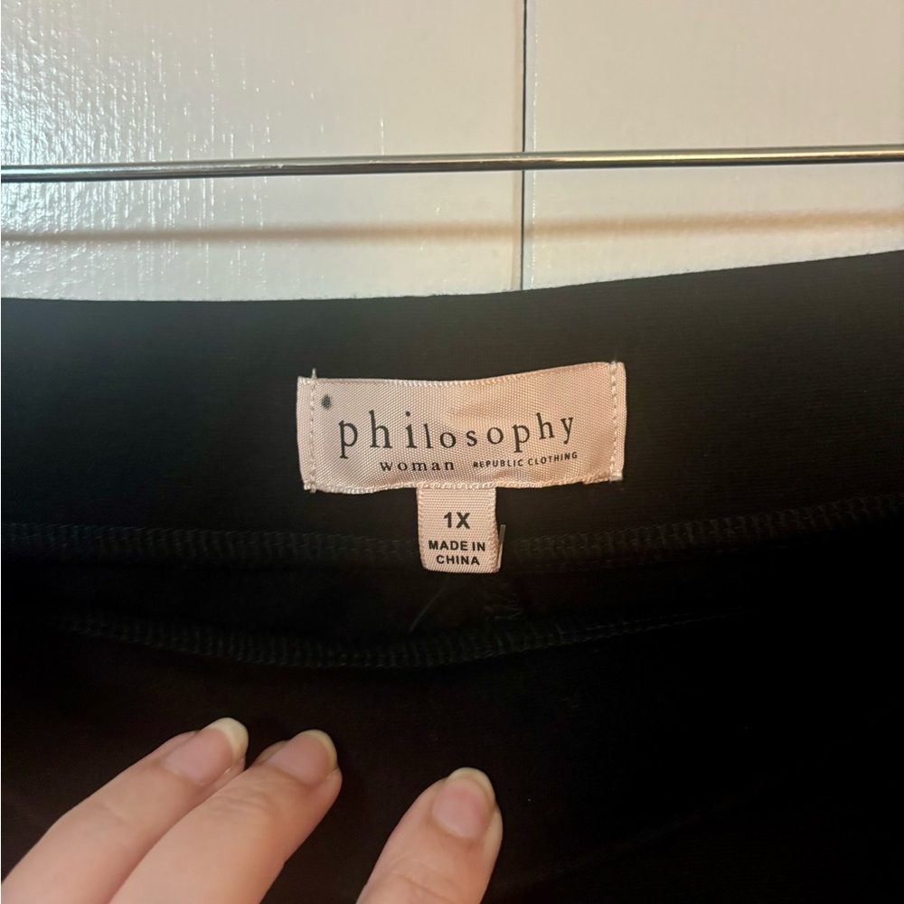 NWT Philosophy Republic Black Leggings Women’s 1X Plus Size Stretch - Picture 2 of 5